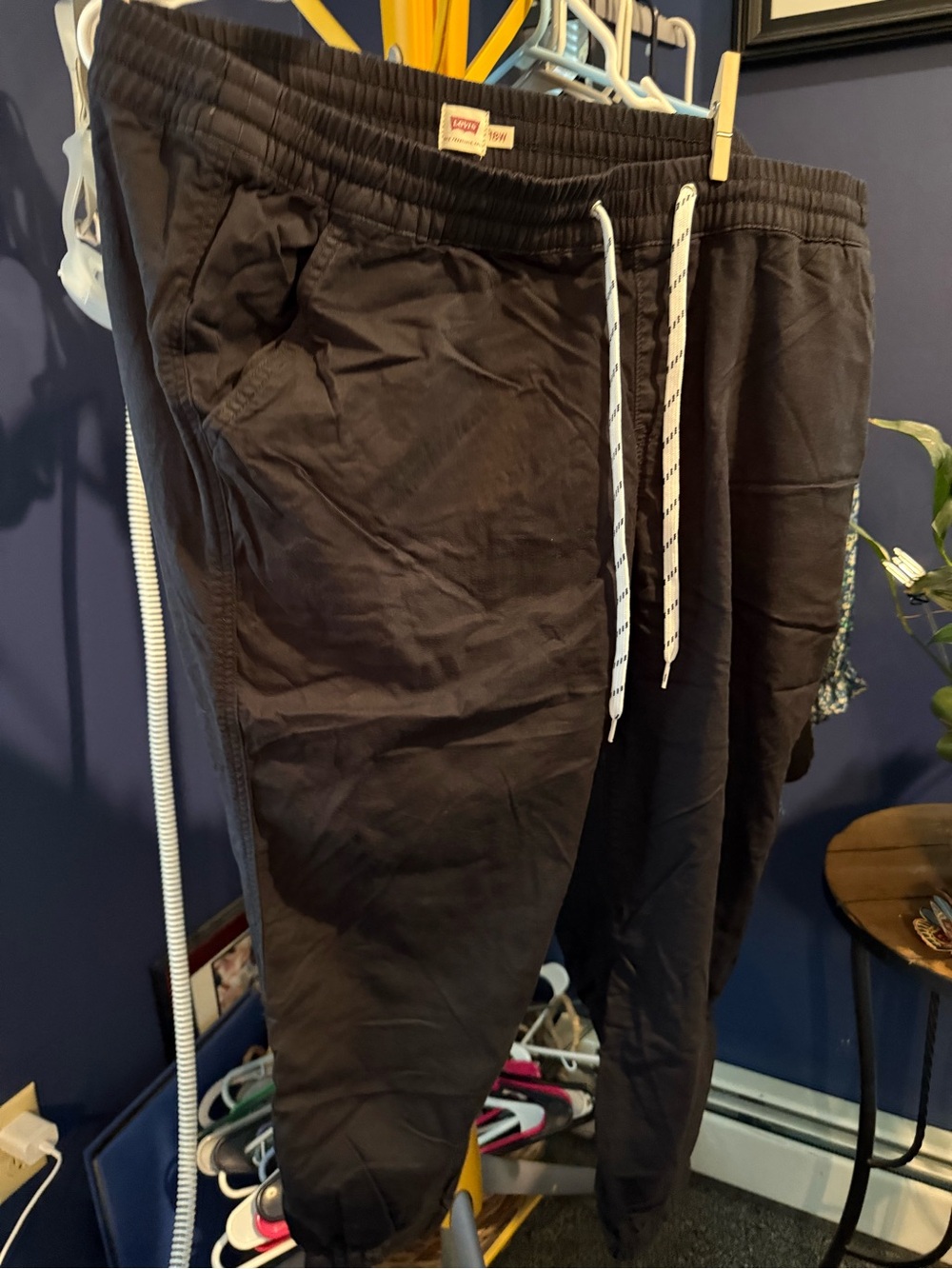Levi's Black Jogger Sweatpants with White Drawstring